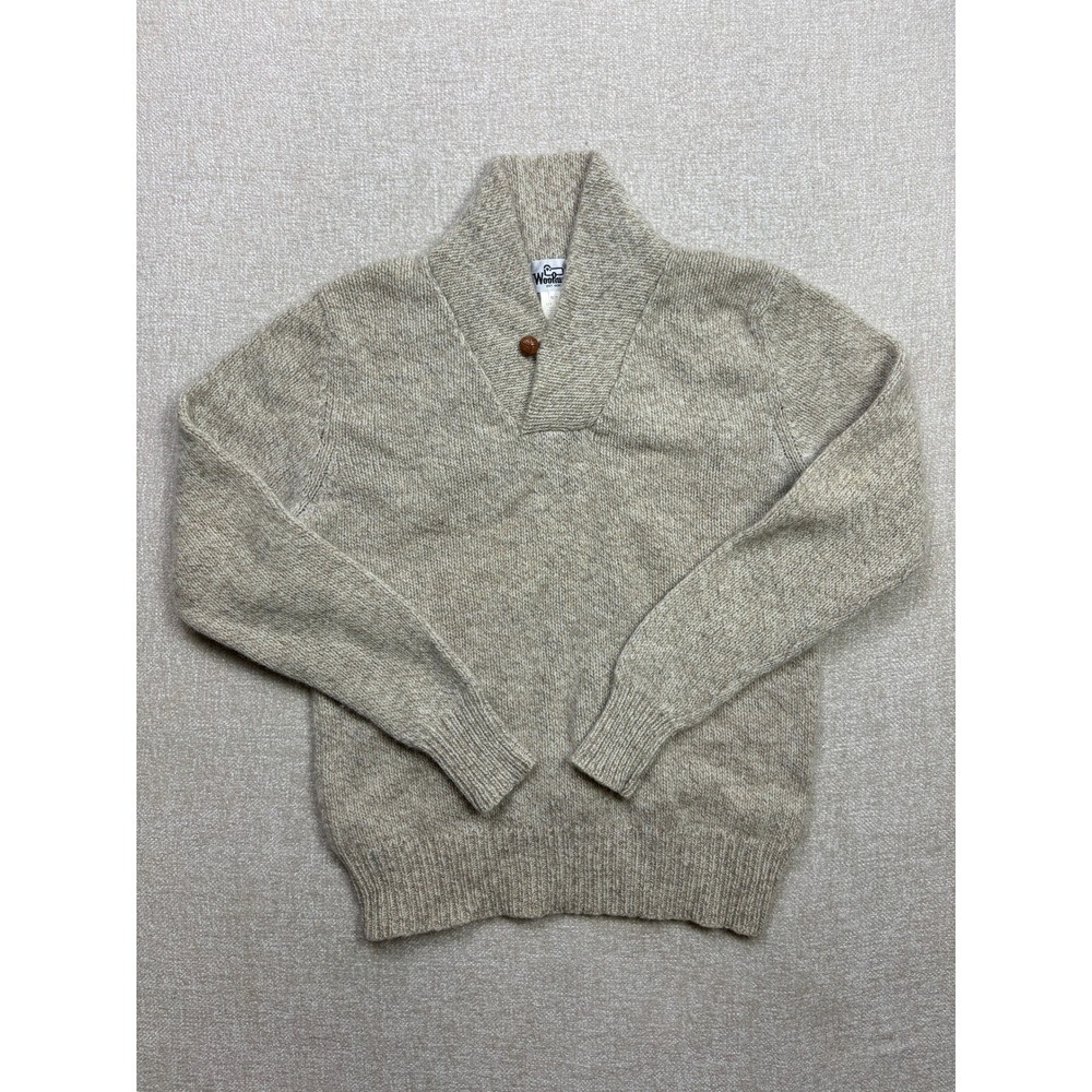 Woolrich Vintage Shawl Collar Wool Blend Sweater Oatmeal Heather XL